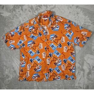 NFL Superbowl XLI Shirt Mens Large Orange Button Up 2007 Colts Bears Hawaiian